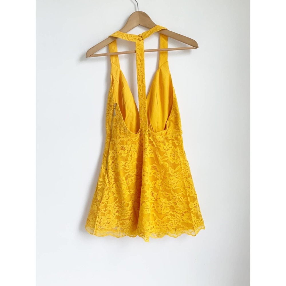NWT NBD x Naven Dress in Bright Yellow Gold Mini Skater Lace Mini - Picture 8 of 9